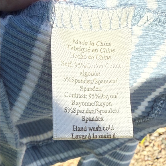 Anthropologie Porridge Blue & White Puff-Sleeve Ribbed Top – Size XS - Picture 6 of 6